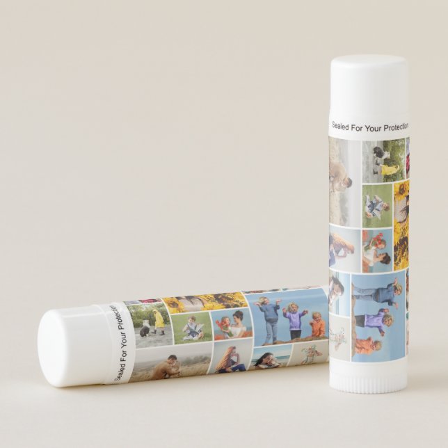 Create Your Own 12 Photo Collage Lip Balm (Front)