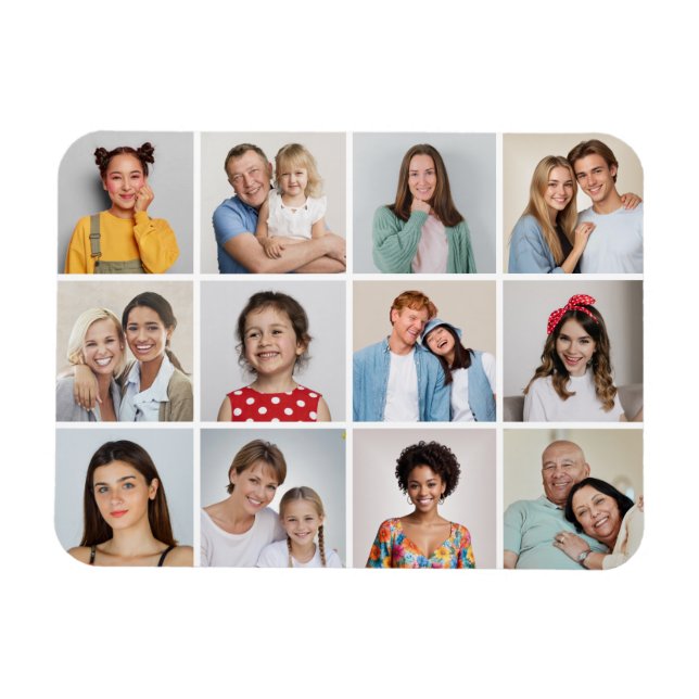 Create Your Own 12 Photo Collage Magnet (Horizontal)