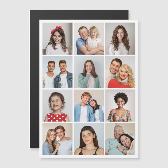 Create Your Own 12 Photo Collage Magnetic Card (Front/Back)