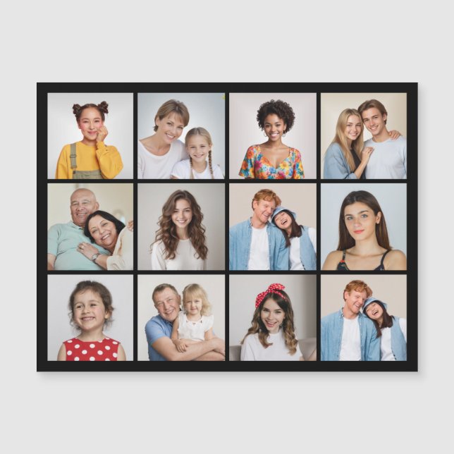 Create Your Own 12 Photo Collage Magnetic Card (Front)