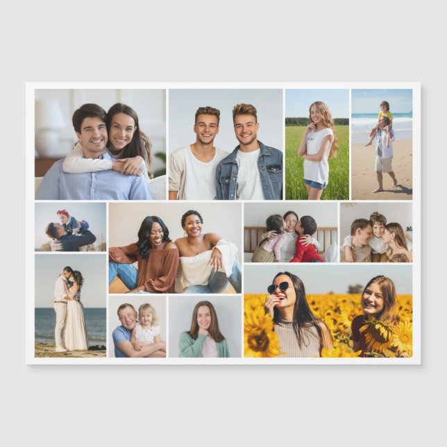 Create Your Own 12 Photo Collage Magnetic Card (Front)