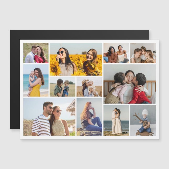 Create Your Own 12 Photo Collage Magnetic Card (Front/Back)