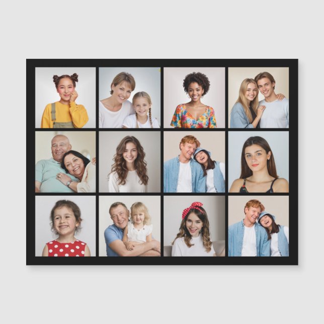 Create Your Own 12 Photo Collage Magnetic Card (Front)