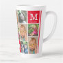 Create Your Own 12 Photo Collage Monogram Red Latte Mug