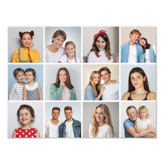 Create Your Own 12 Photo Collage Photo Enlargement Print (Front)