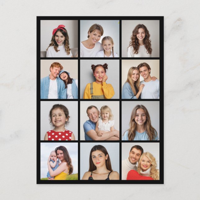Create Your Own 12 Photo Collage  Postcard (Front)