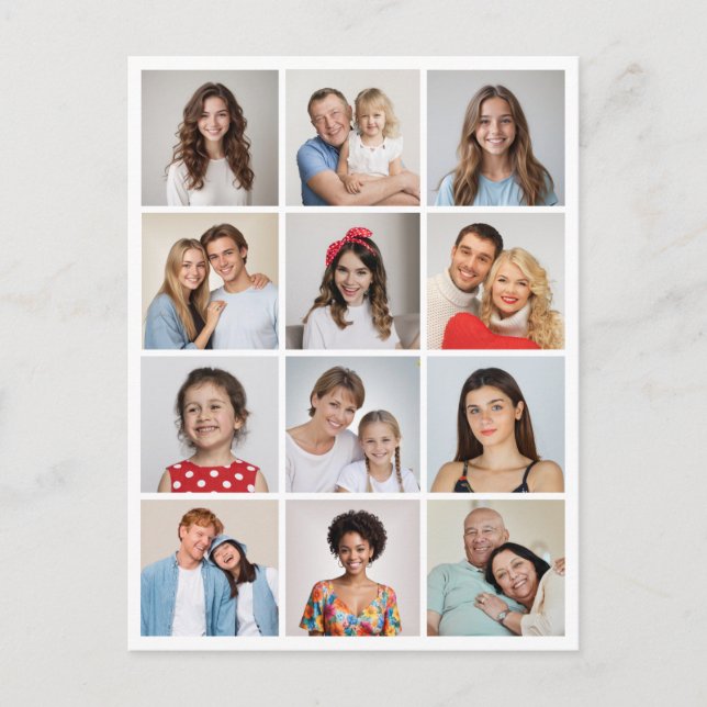 Create Your Own 12 Photo Collage Postcard (Front)