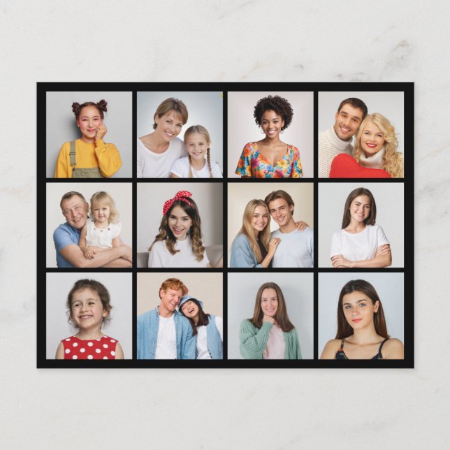 Create Your Own 12 Photo Collage Postcard (Front)