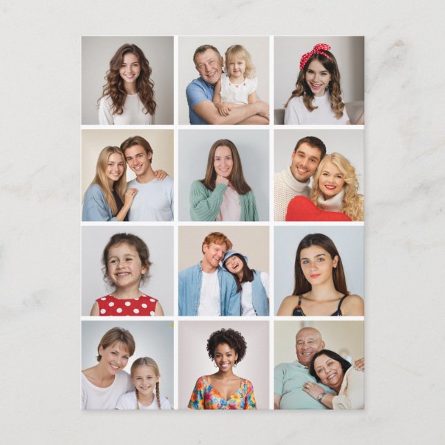 Create Your Own 12 Photo Collage Postcard (Front)