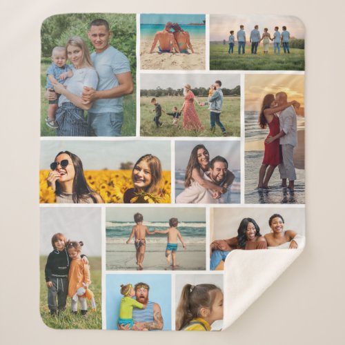 Create Your Own 12  Photo Collage Sherpa Blanket