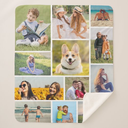Create Your Own 12 Photo Collage Sherpa Blanket