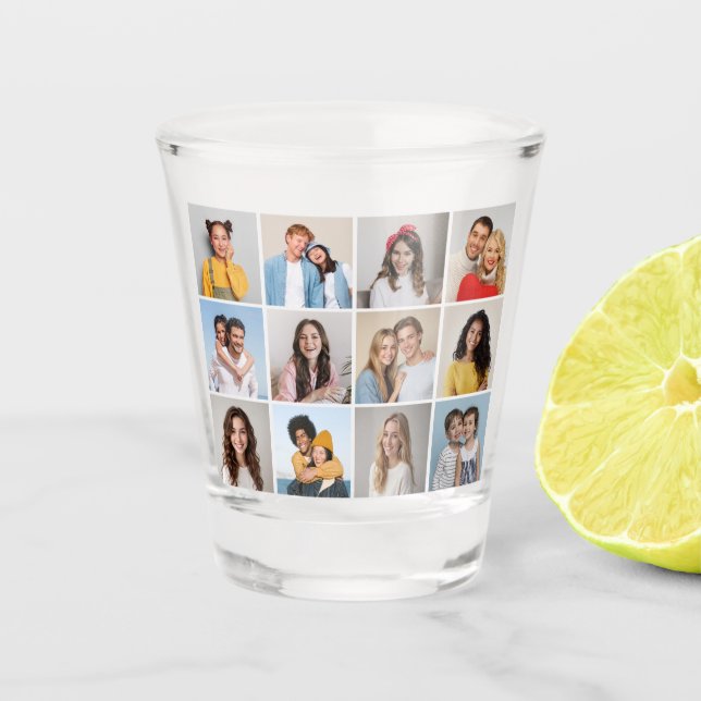 Create Your Own 12 Photo Collage Shot Glass (Front)