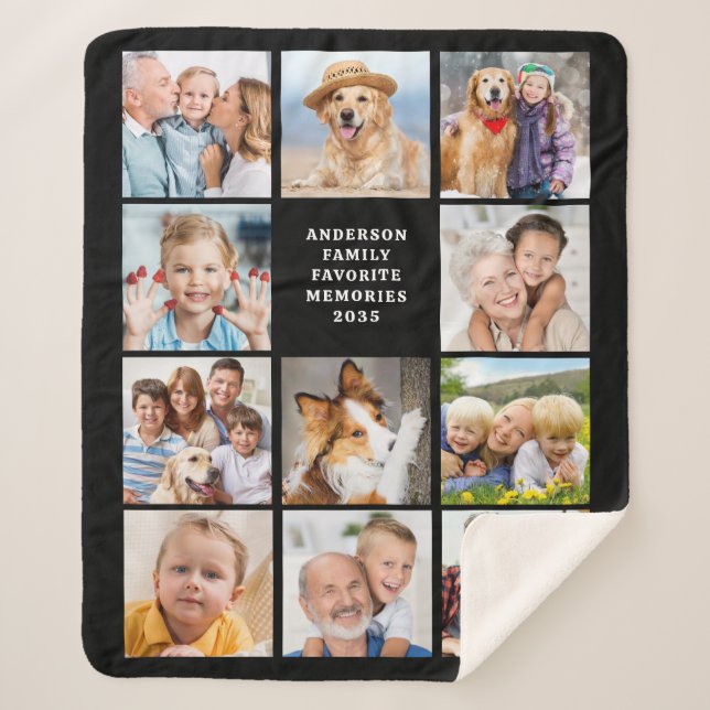 Create Your Own 12 Photo Collage Simple Picture Sherpa Blanket (Front)