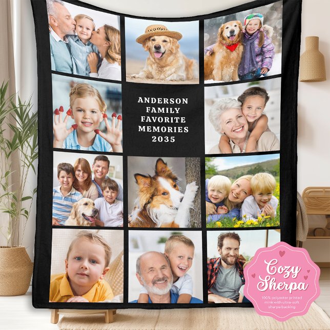 Create Your Own 12 Photo Collage Simple Picture Sherpa Blanket (Creator Uploaded)