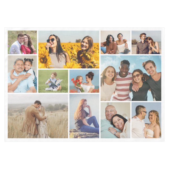 Create Your Own 12 Photo Collage Tablecloth (Front (Horizontal))