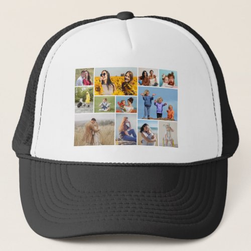 Create Your Own 12 Photo Collage Trucker Hat