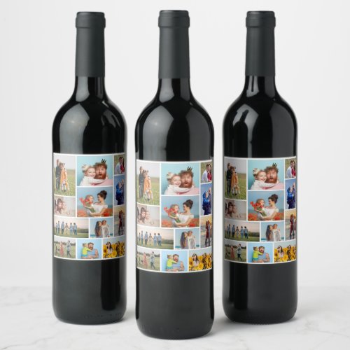Create Your Own 12 Photo Collage Wine Label