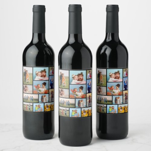 Create Your Own 12 Photo Collage Wine Label