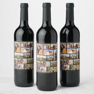 Create Your Own 12 Photo Collage Wine Label