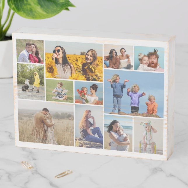 Create Your Own 12 Photo Collage Wooden Box Sign (In Situ Horizontal)