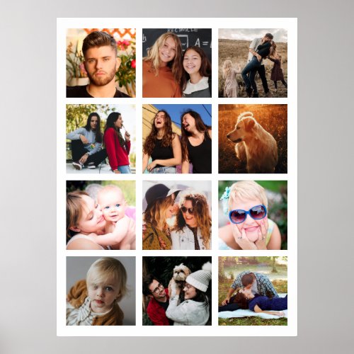 Create Your Own 12 Square Photo Collage Poster