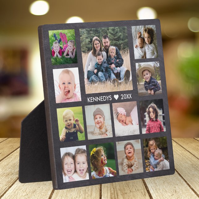 Create Your Own 13 Family Photo Collage Chalkboard Plaque (Creator Uploaded)
