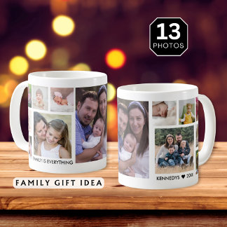 Create Your Own 13 Family Photo Collage White Coffee Mug