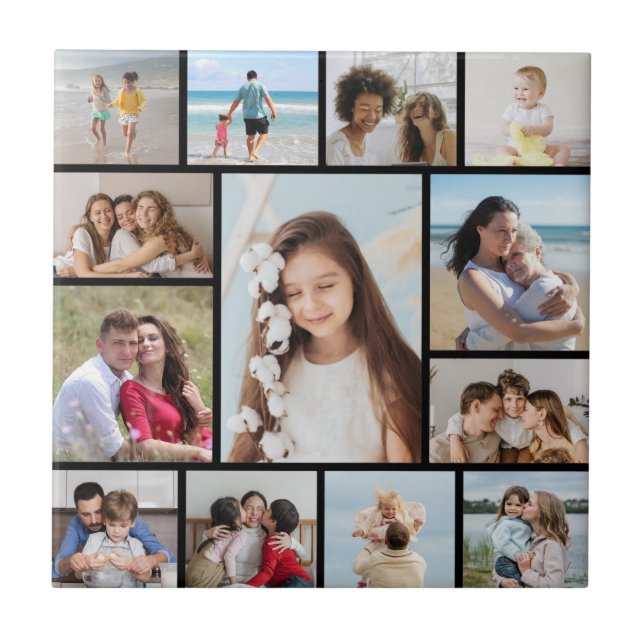Create Your Own 13 Photo Collage Ceramic Tile (Front)