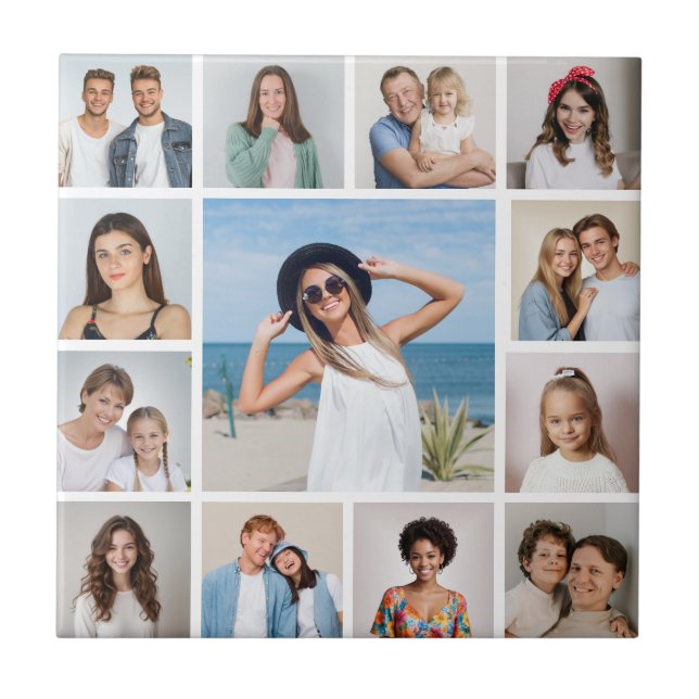 Create Your Own 13 Photo Collage Ceramic Tile (Front)