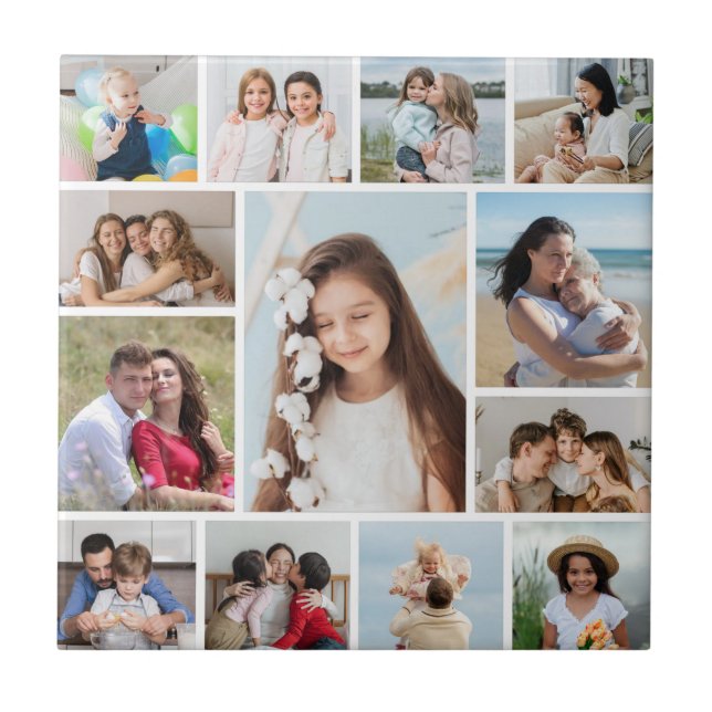 Create Your Own 13 Photo Collage Ceramic Tile (Front)