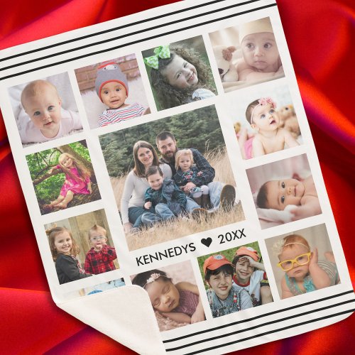 Create Your Own 13 Photo Collage Family Keepsake Sherpa Blanket
