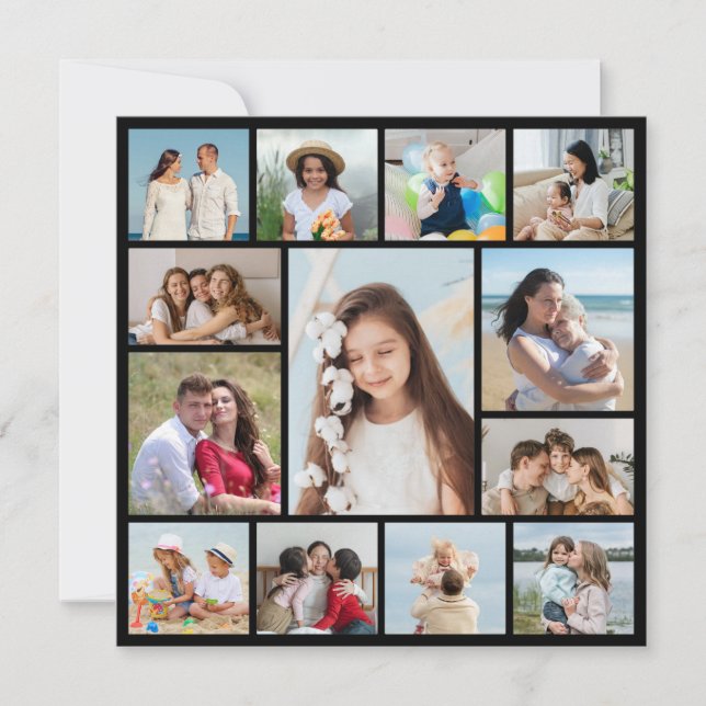 Create Your Own 13 Photo Collage Flat Card (Front)