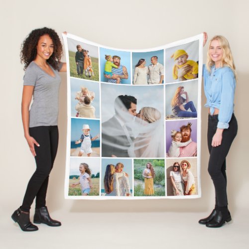 Create Your Own 13 Photo Collage Fleece Blanket