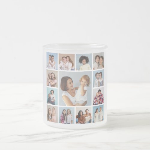 Create Your Own 13 Photo Collage Frosted Glass Coffee Mug