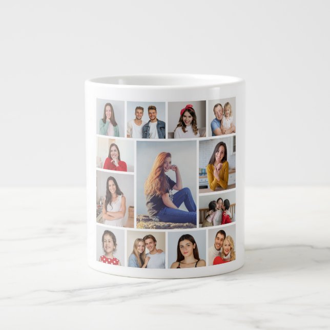 Create Your Own 13 Photo Collage Giant Coffee Mug (Front)