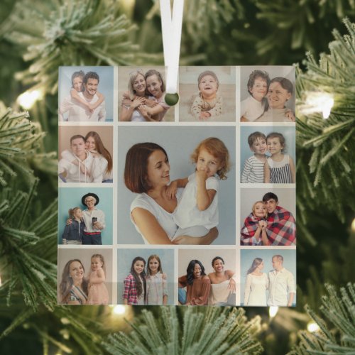 Create Your Own 13 Photo Collage Glass Ornament