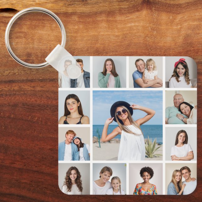 Create Your Own 13 Photo Collage Keychain (Front)