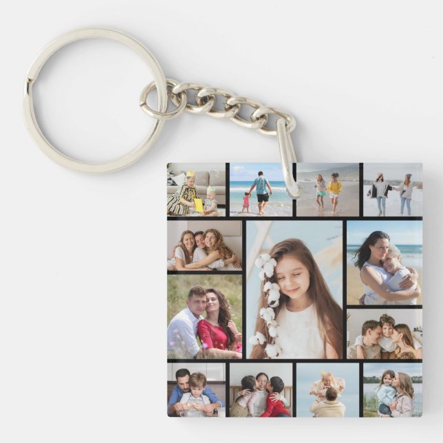 Create Your Own 13 Photo Collage Keychain (Front)