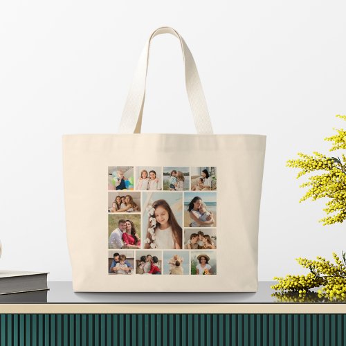 Create Your Own 13 Photo Collage Large Tote Bag