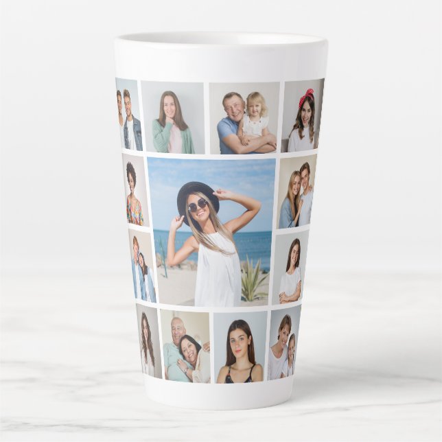 Create Your Own 13 Photo Collage Latte Mug (Front)