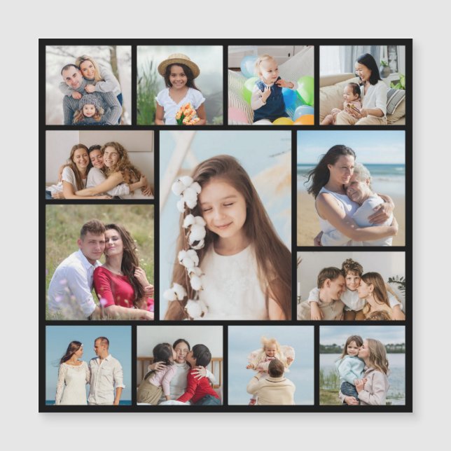 Create Your Own 13 Photo Collage Magnetic Card (Front)