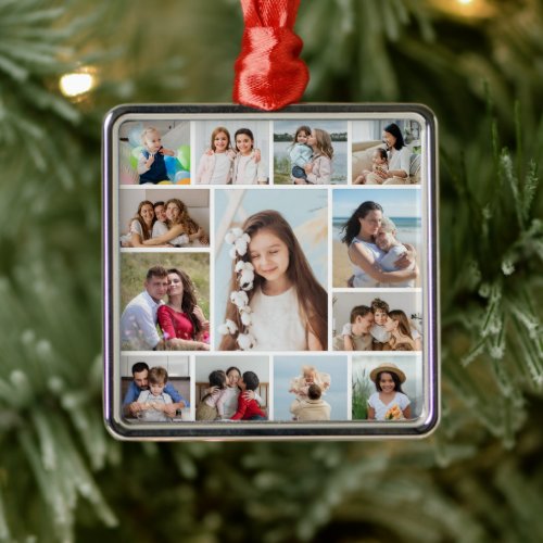 Create Your Own 13 Photo Collage Metal Ornament