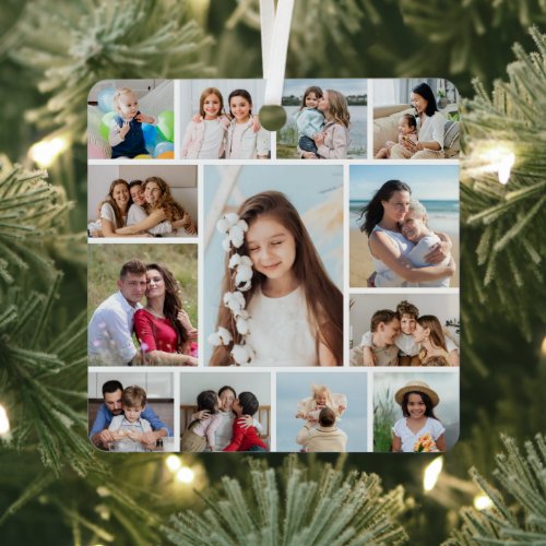 Create Your Own 13 Photo Collage Metal Ornament