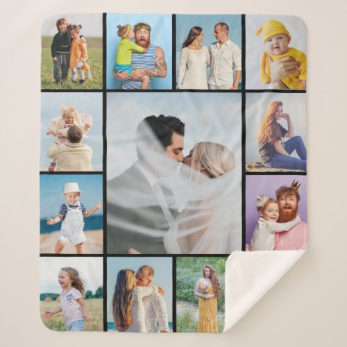 Create Your Own 13 Photo Collage Sherpa Blanket