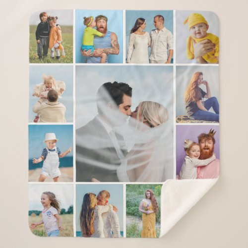 Create Your Own 13 Photo Collage Sherpa Blanket