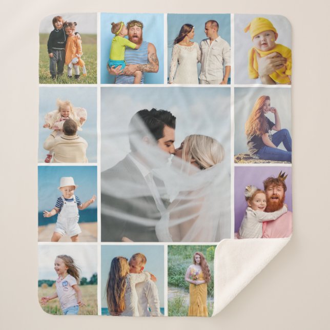 Create Your Own 13 Photo Collage Sherpa Blanket (Front)