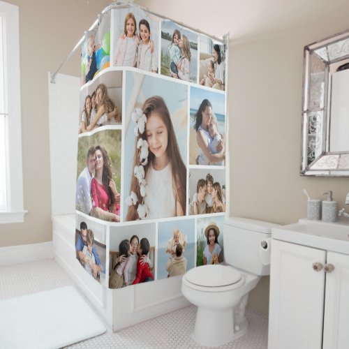 Create Your Own 13 Photo Collage Shower Curtain
