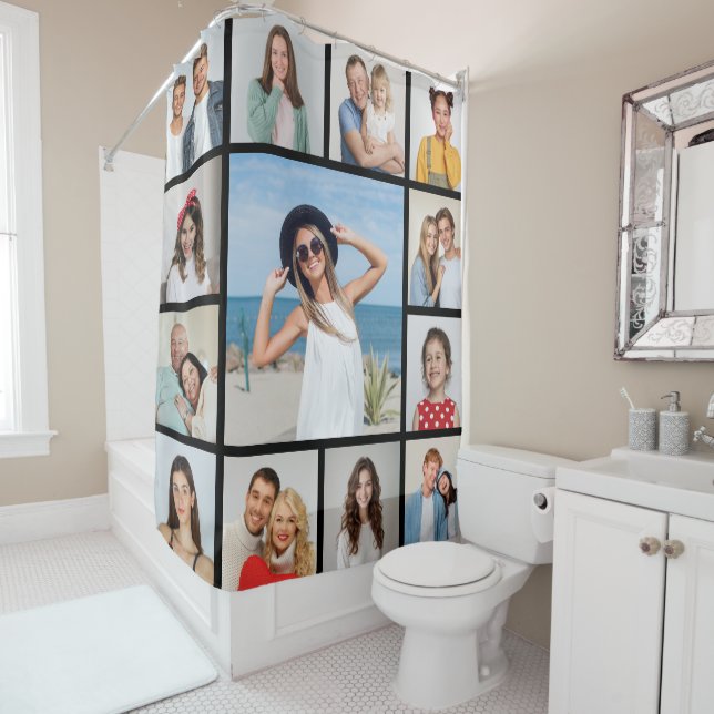 Create Your Own 13 Photo Collage Shower Curtain (In Situ)