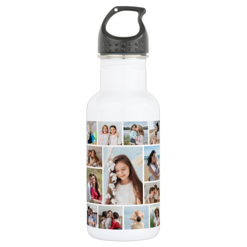 Create Your Own 13 Photo Collage Stainless Steel Water Bottle