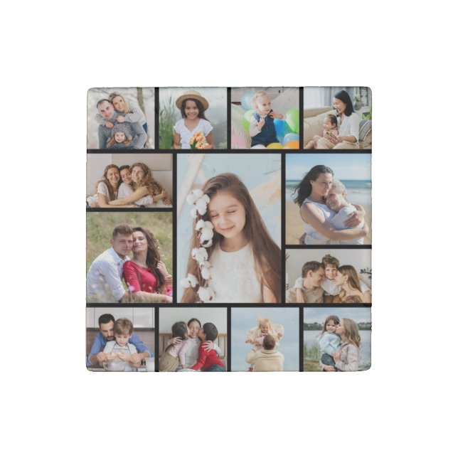Create Your Own 13 Photo Collage Stone Magnet (Front)